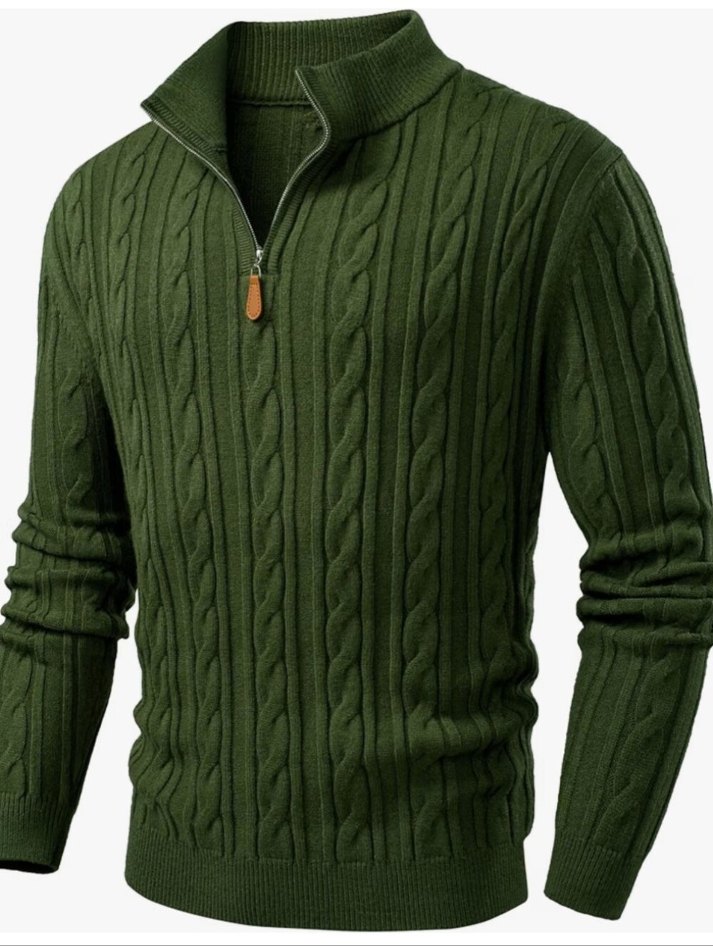 Men's Quarter Zip Pullover Sweater Cable Knit Sweaters